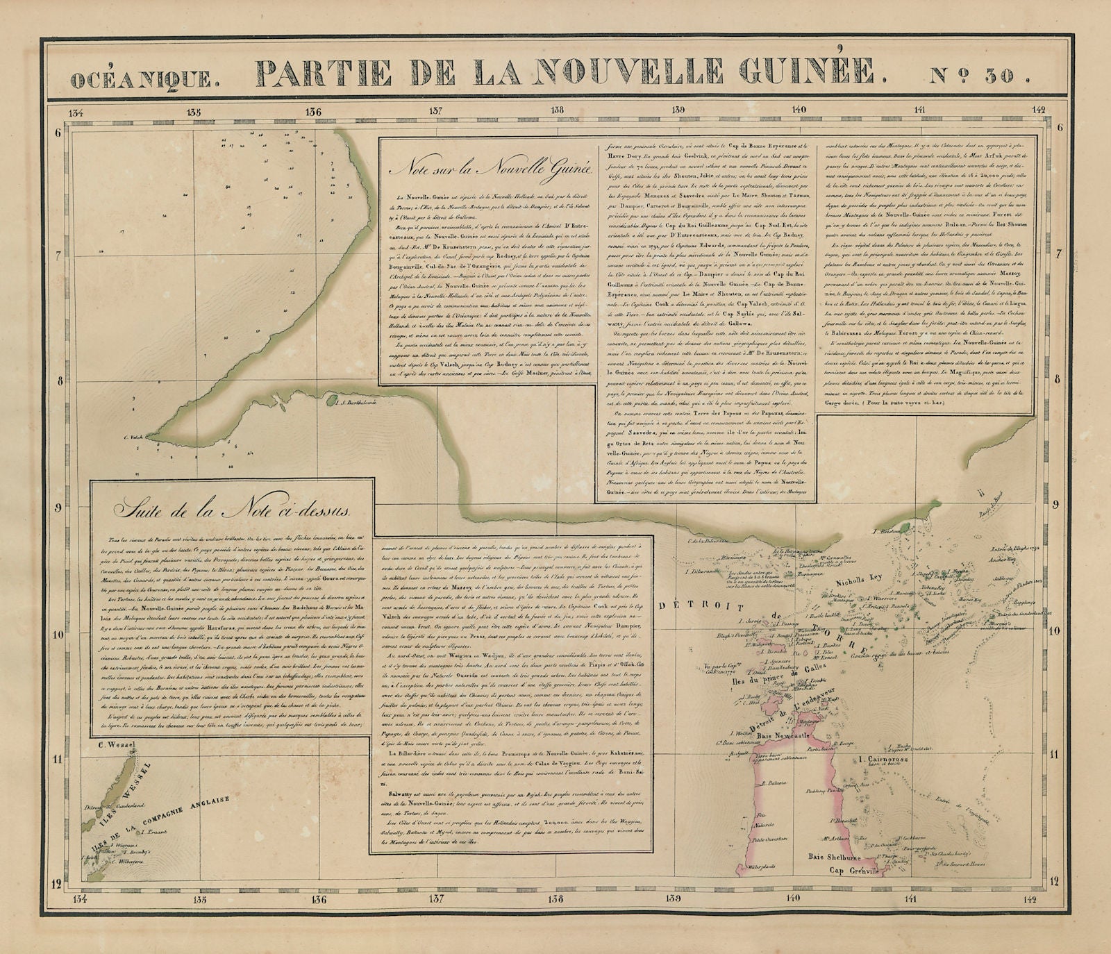 Océanique. Partie de la Nouvelle Guinée #30. Torres Strait VANDERMAELEN 1827 map
